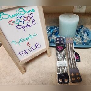 (2) Paparazzi Wide Band Bracelets, BLACK SILVER + TAUPE GOLD SILVER, NEW